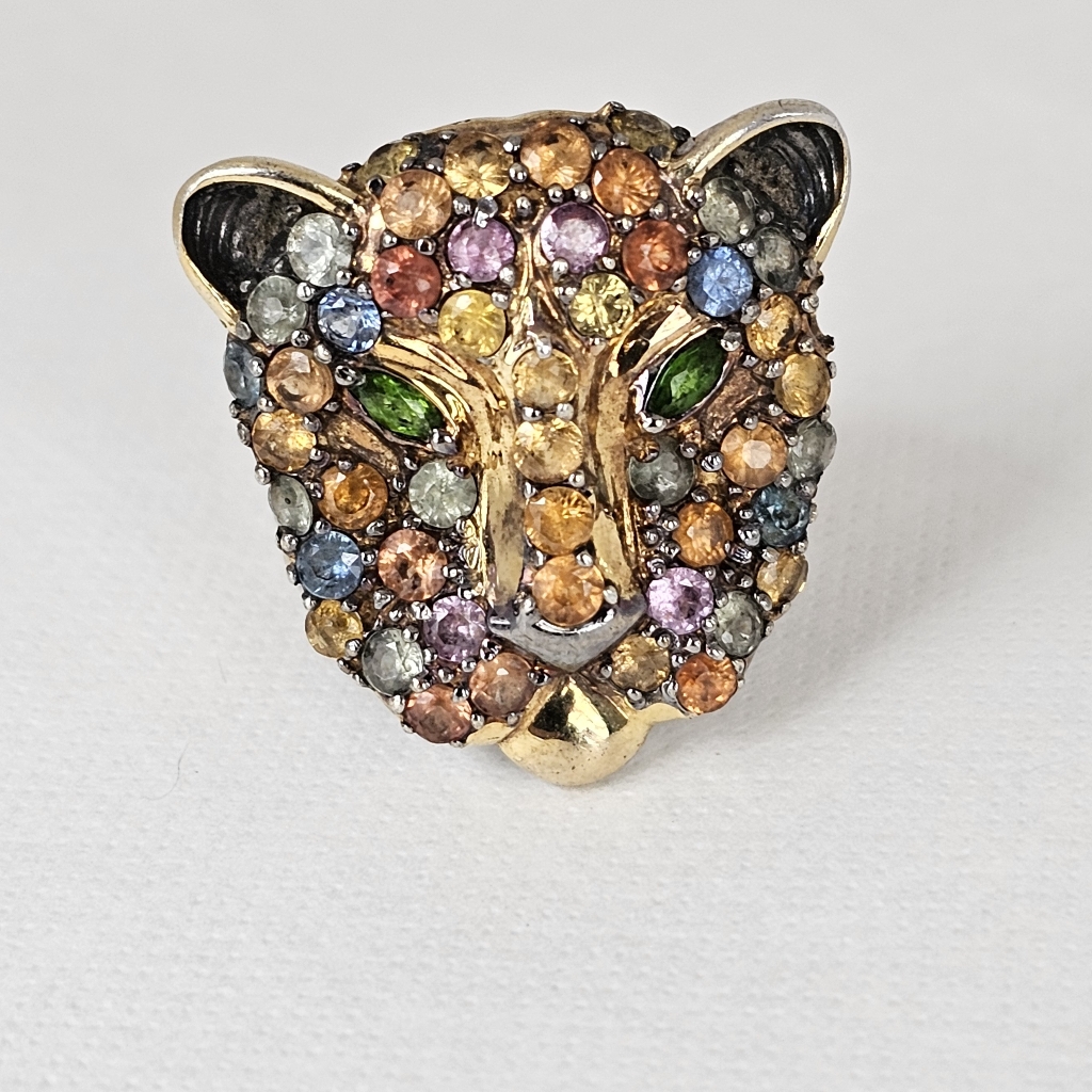 Gems En Vogue Natural Multi Sapphire Ring Palladium Sterling Silver 24k Size 7 370$
